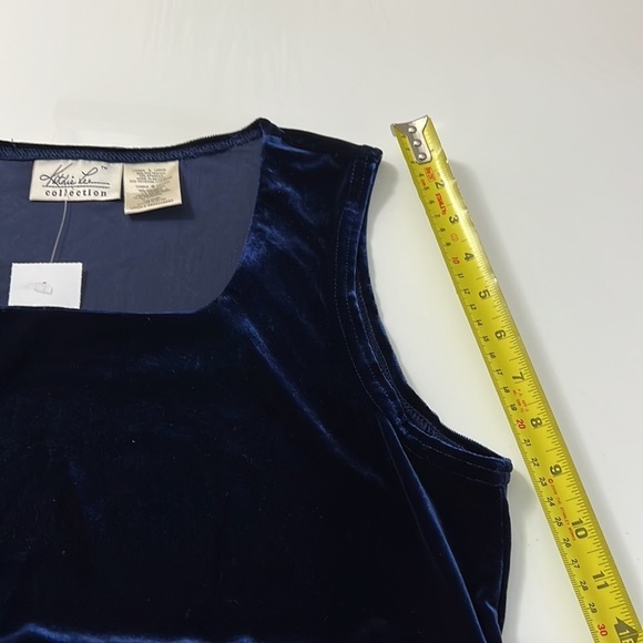 𝅺VINTAGE Kathie Lee New Dark Blue Velvet Dress NWT - Picture 11 of 11